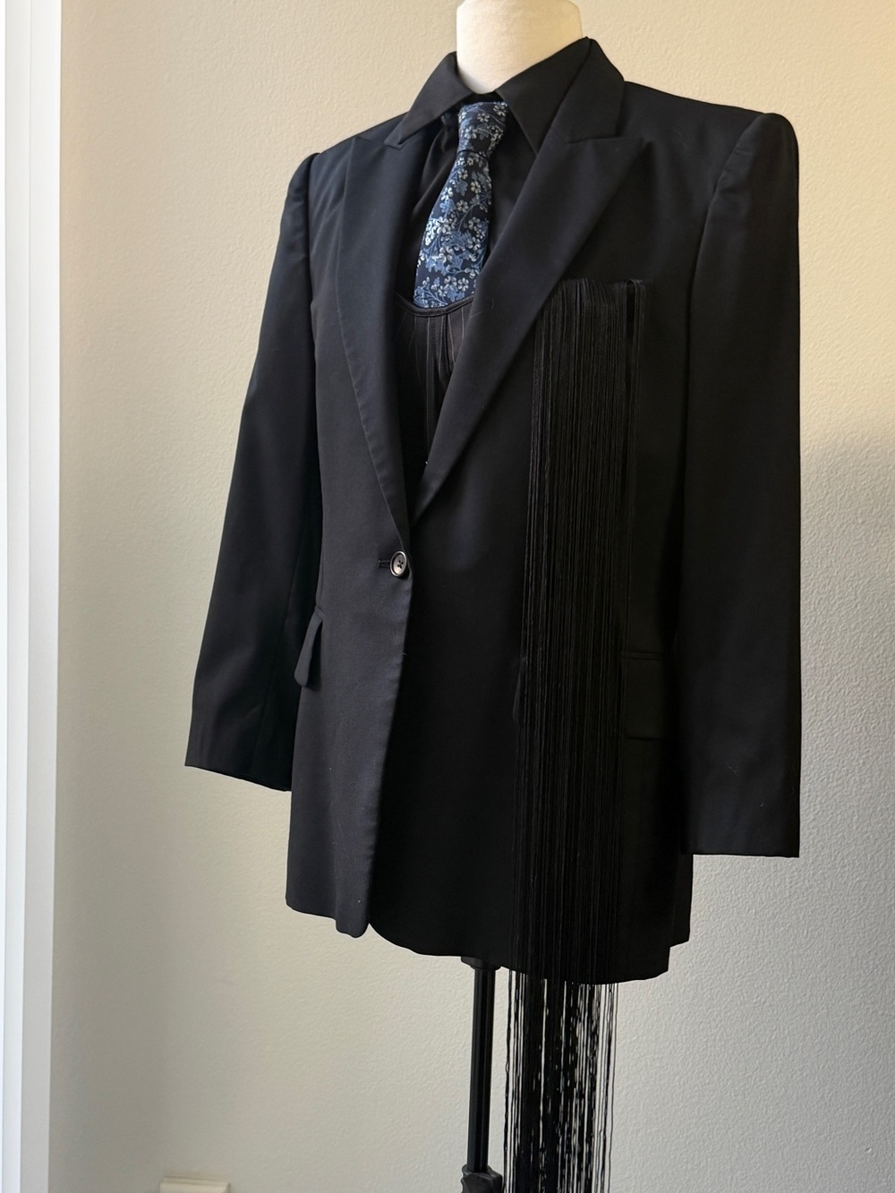 Stella McCartney Black Blazer with Long Fringe Detail